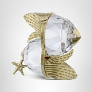 Swarovski Crystal Zodiac Pisces Figurine Decoration Gold Tone Gift Ages 15+ New